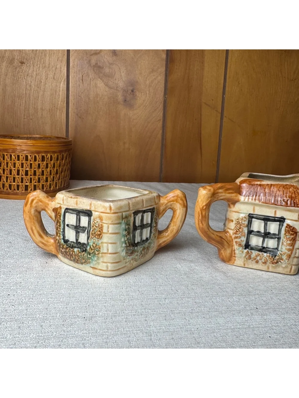 Vintage Cottage House Creamer Sugar Bowl Set Made in Japan Ceramic Cottageware